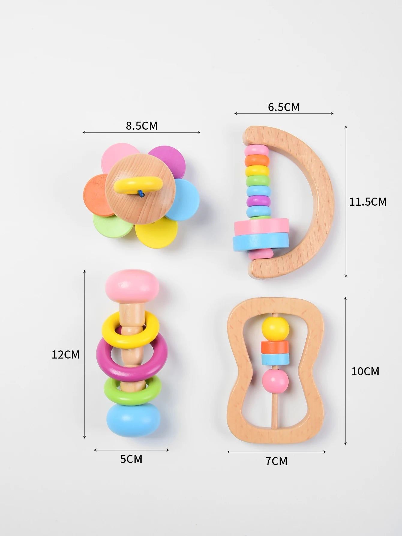 Natural Wooden Montessori Grasping Toy Set- Fine Motor and Sensory Development (4 Piece)