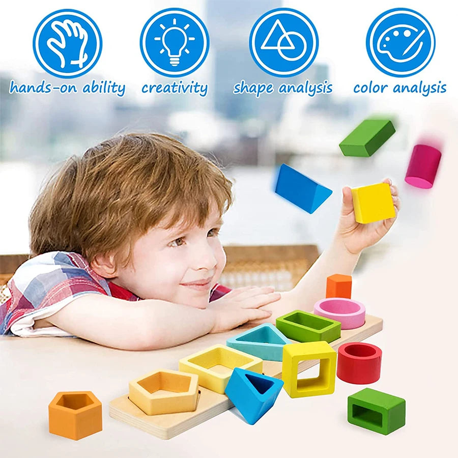 Montessori Wooden Shape, Size and Sorting Puzzle