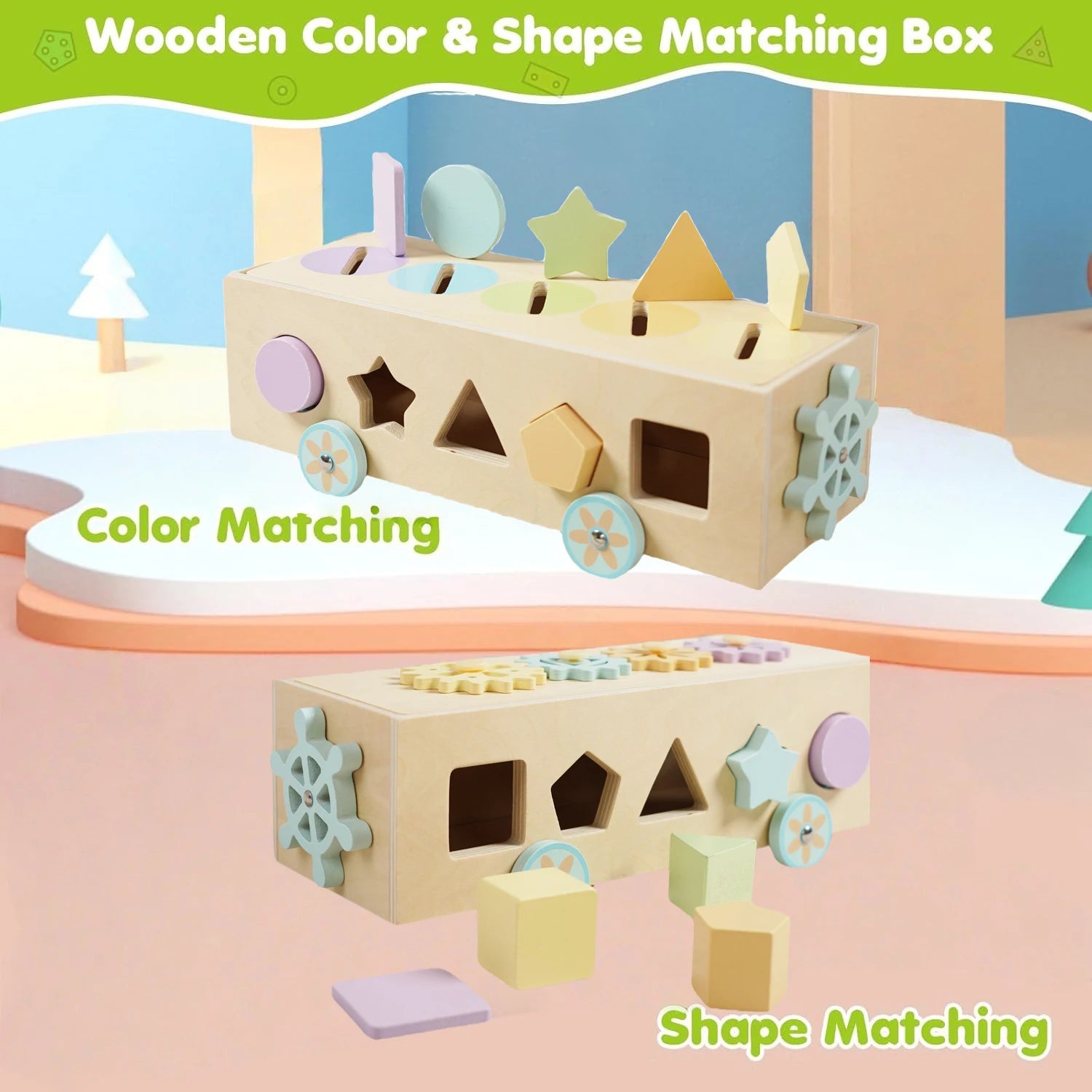 Montessori Wooden Color/ Shape/ Sorting Train