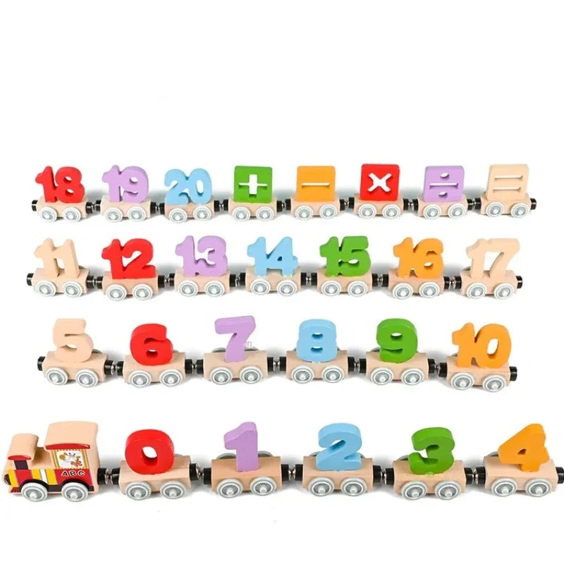 Montessori Wooden ABC & 123 Magnetic Train Set