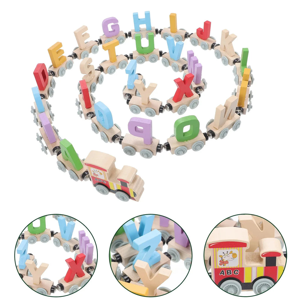 Montessori Wooden ABC & 123 Magnetic Train Set