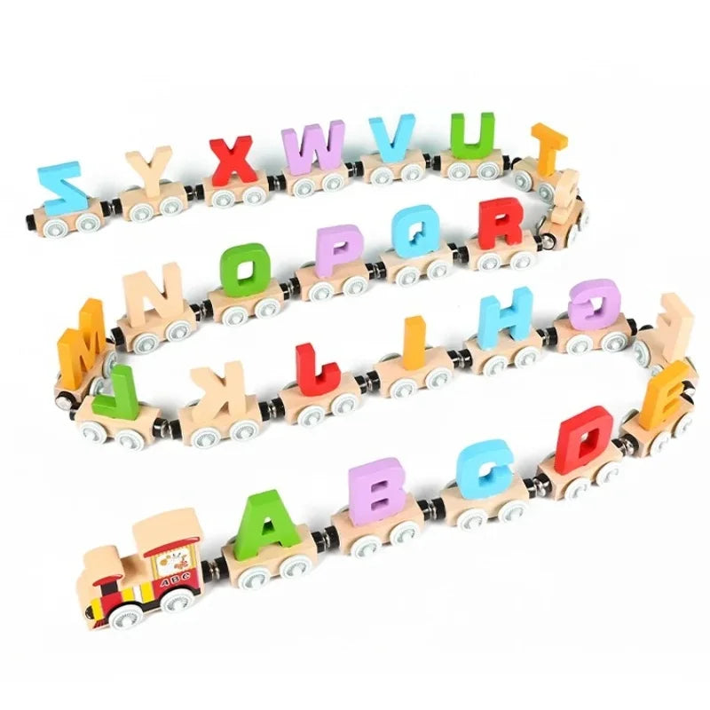 Montessori Wooden ABC & 123 Magnetic Train Set