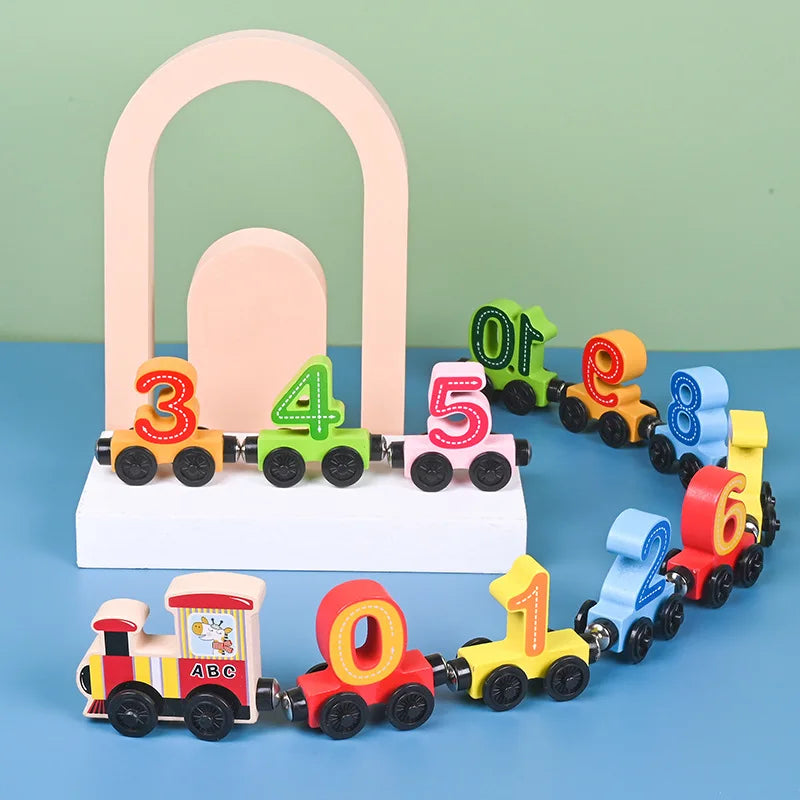 Montessori Wooden ABC & 123 Magnetic Train Set